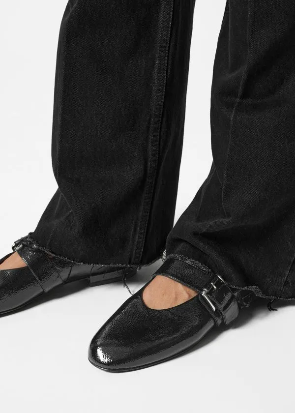 Women Ballerinas and Other Stories Buckled Leather Ballerinas Black Women Ballerinas and Other Stories Buckled Leather Ballerinas Black