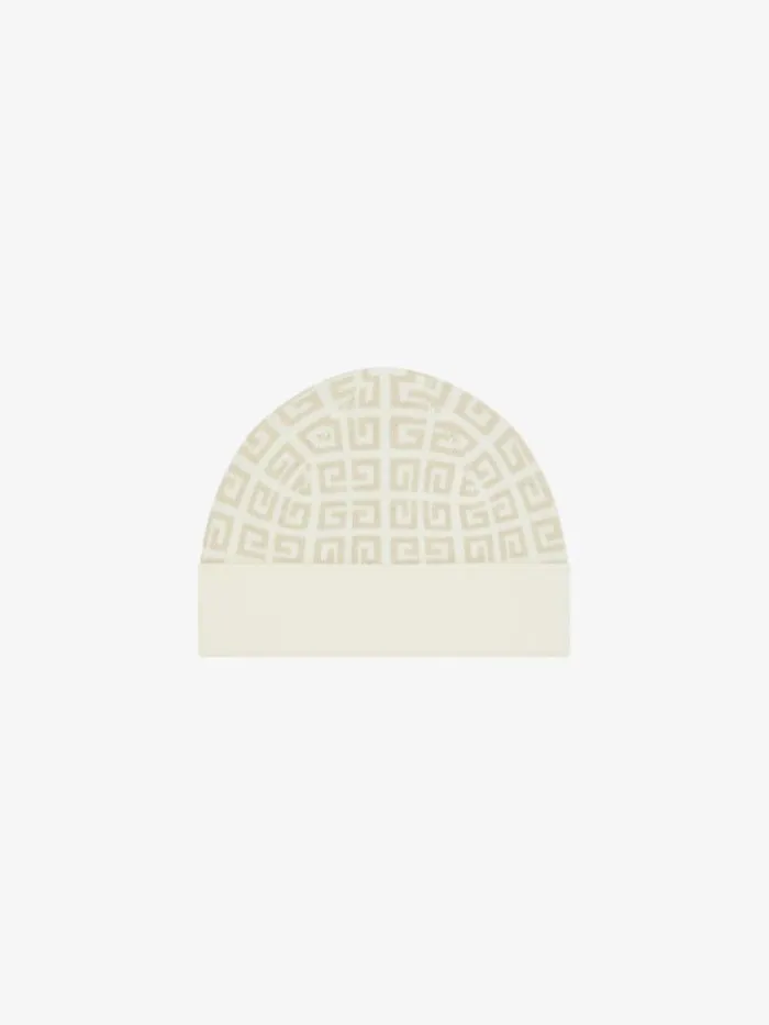 Women Beanies and Caps Givenchy 4G Double Sided Beanie In Wool And Cashmere Whiteecru