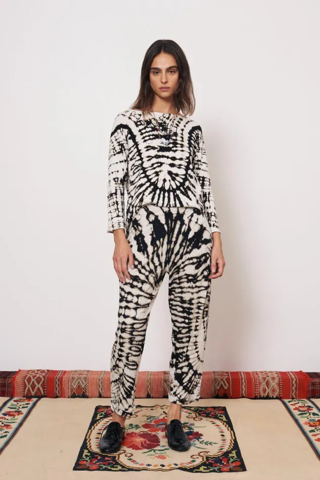 Women Black And Dirty White Toureg Top Raquel Allegra Tops