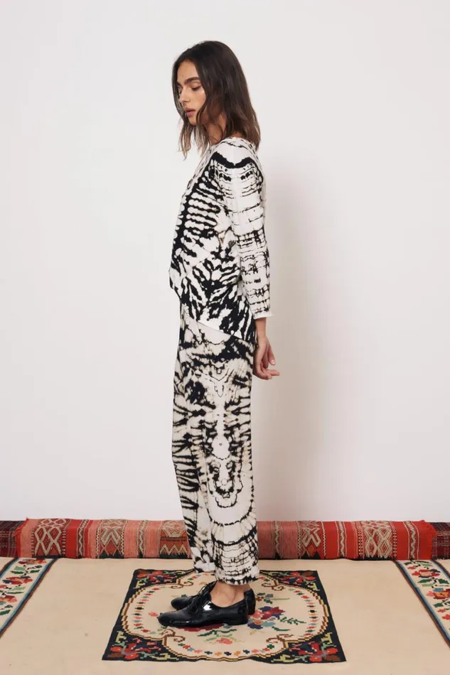 Women Black And Dirty White Toureg Top Raquel Allegra Tops