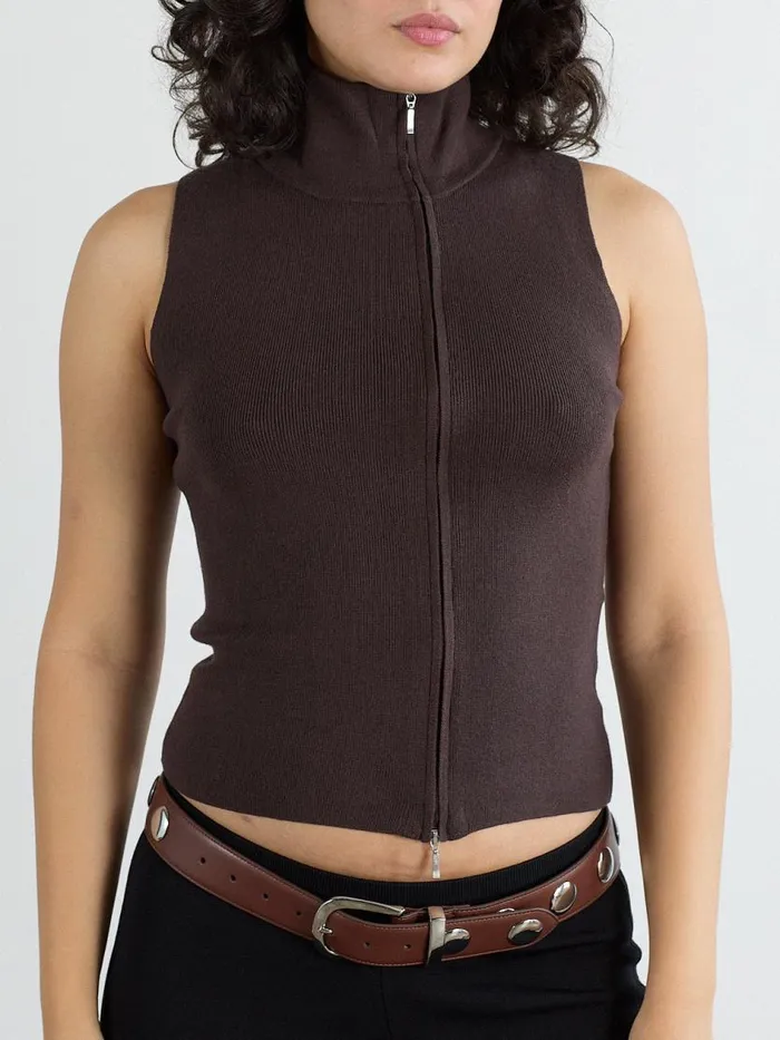 Women Blake Zip Vest Chocolate Lisa Says Gah Tops