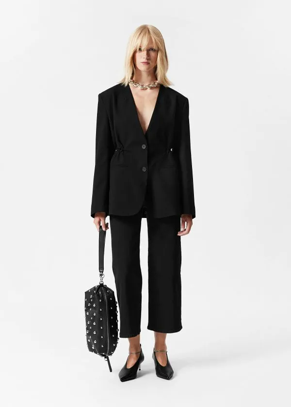 Women Blazers and Waistcoats and Other Stories Collarless Blazer Black