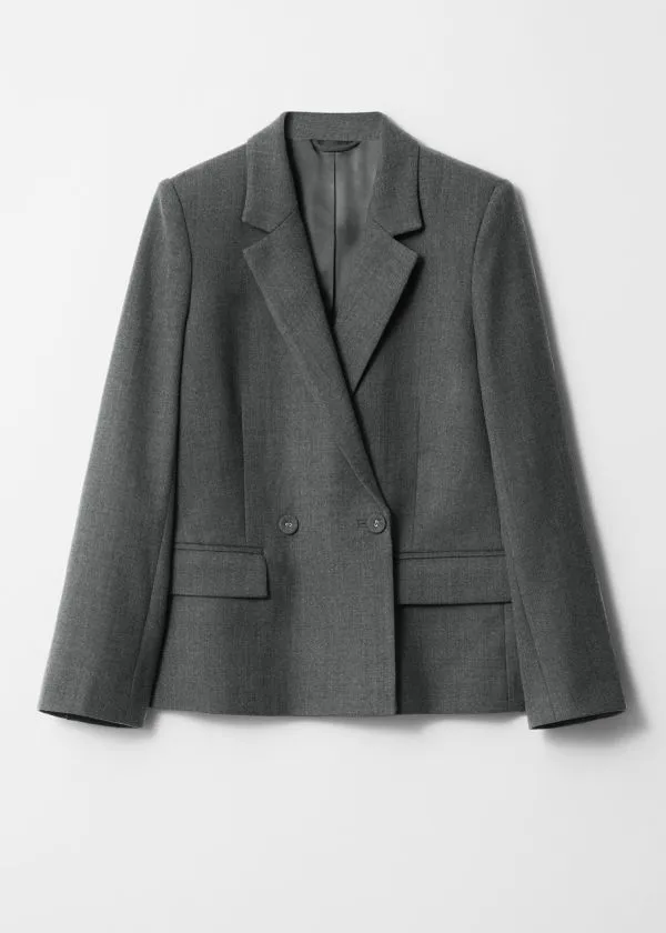 Women Blazers and Waistcoats and Other Stories DoubleBreasted Wool Blazer Dark Grey