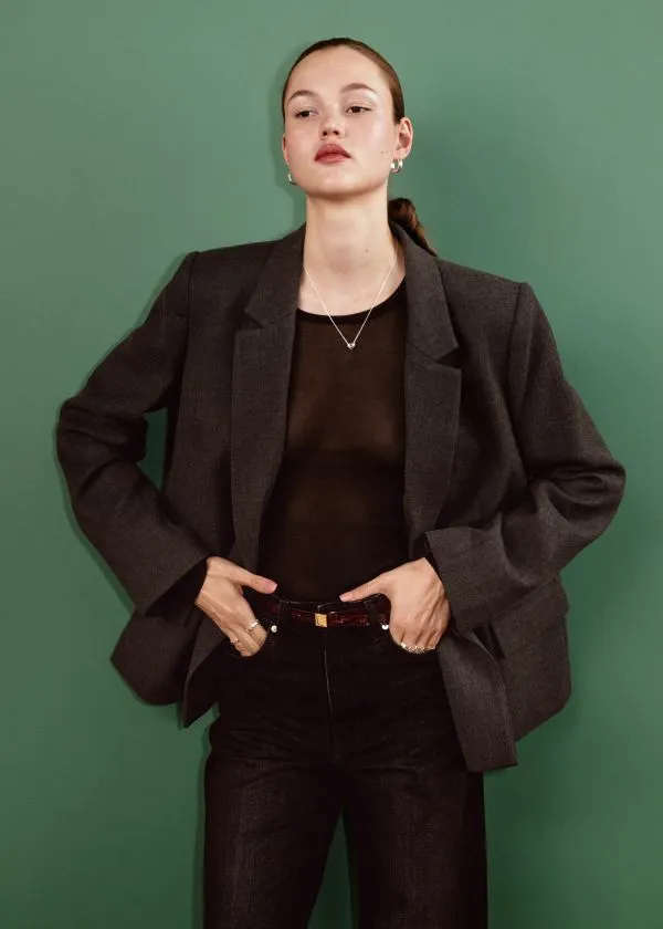 Women Blazers and Waistcoats and Other Stories DoubleBreasted Wool Blazer Dark Grey