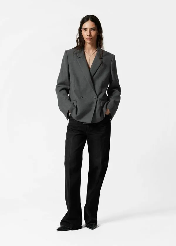 Women Blazers and Waistcoats and Other Stories DoubleBreasted Wool Blazer Dark Grey