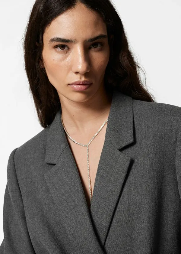 Women Blazers and Waistcoats and Other Stories DoubleBreasted Wool Blazer Dark Grey