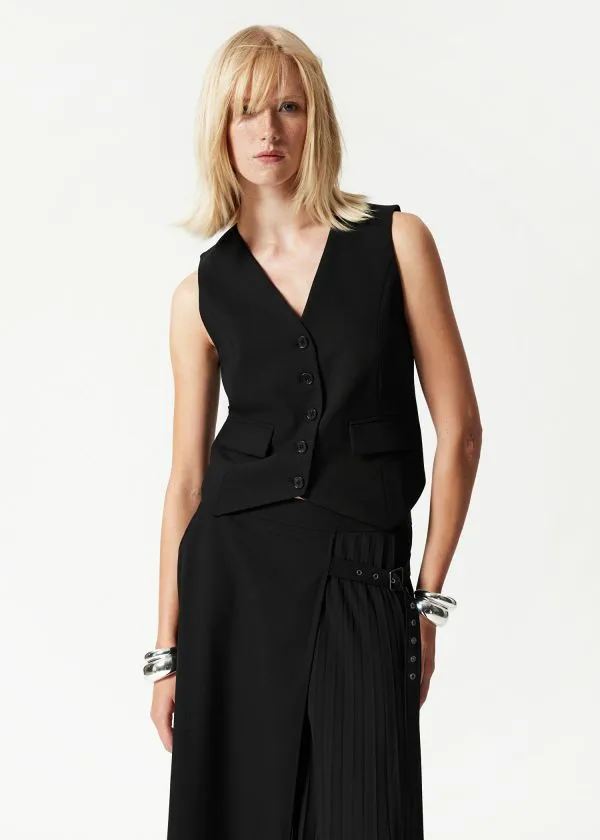 Women Blazers and Waistcoats and Other Stories Tailored Wool Waistcoat Black