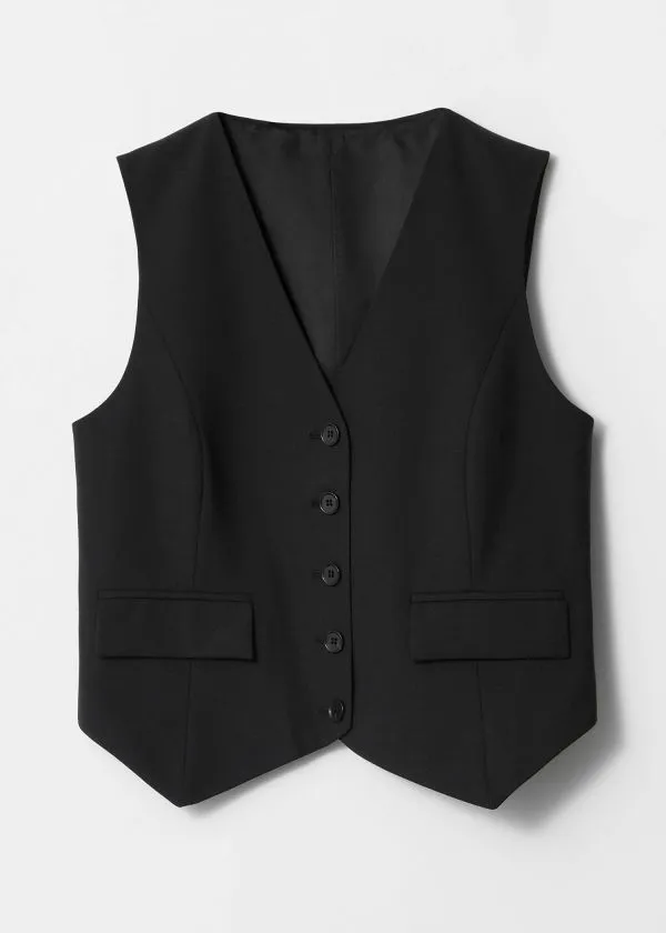 Women Blazers and Waistcoats and Other Stories Tailored Wool Waistcoat Black