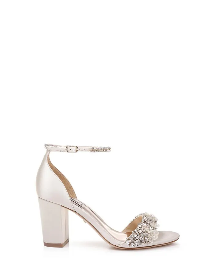 Women Block Heels Badgley Mischka Finesse Ankle Strap Evening Shoe Ivory Women Block Heels Badgley Mischka Finesse Ankle Strap Evening Shoe Ivory