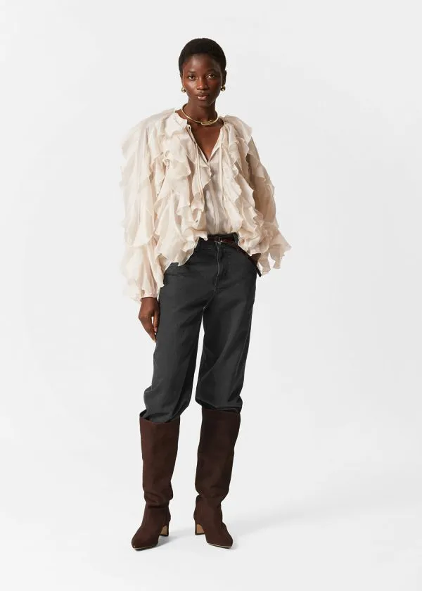 Women Blouses and Shirts and Other Stories Cascading Ruffle Blouse Cream
