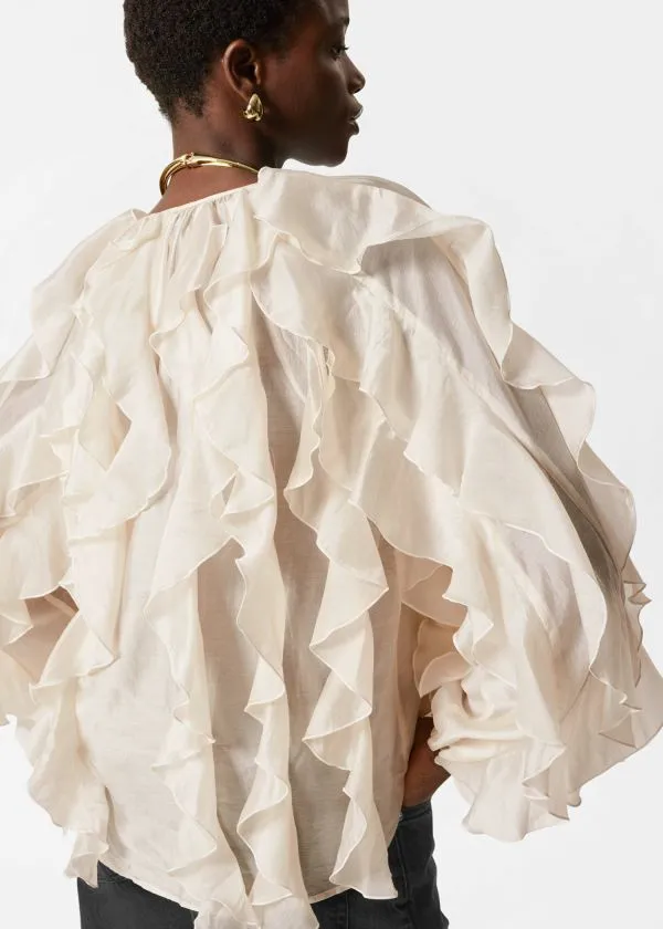 Women Blouses and Shirts and Other Stories Cascading Ruffle Blouse Cream