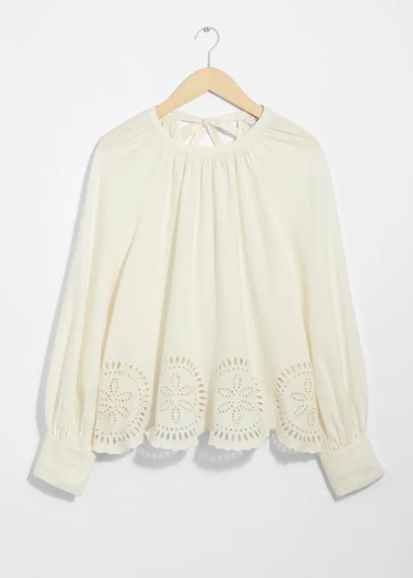 Women Blouses and Shirts and Other Stories OpenBack Linen Blouse White