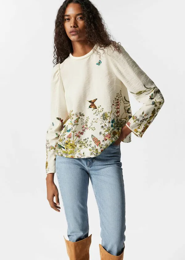 Women Blouses and Shirts and Other Stories Printed Blouse Yellow Floral Print