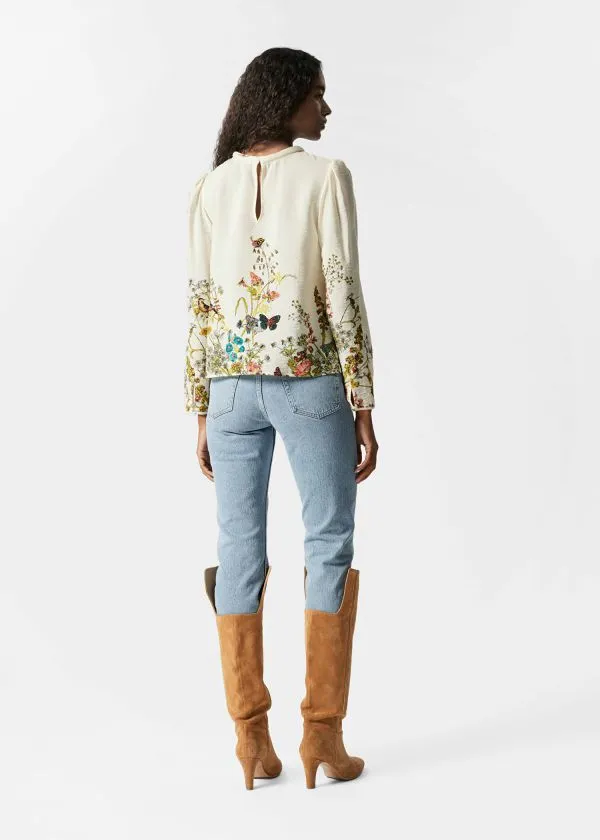 Women Blouses and Shirts and Other Stories Printed Blouse Yellow Floral Print