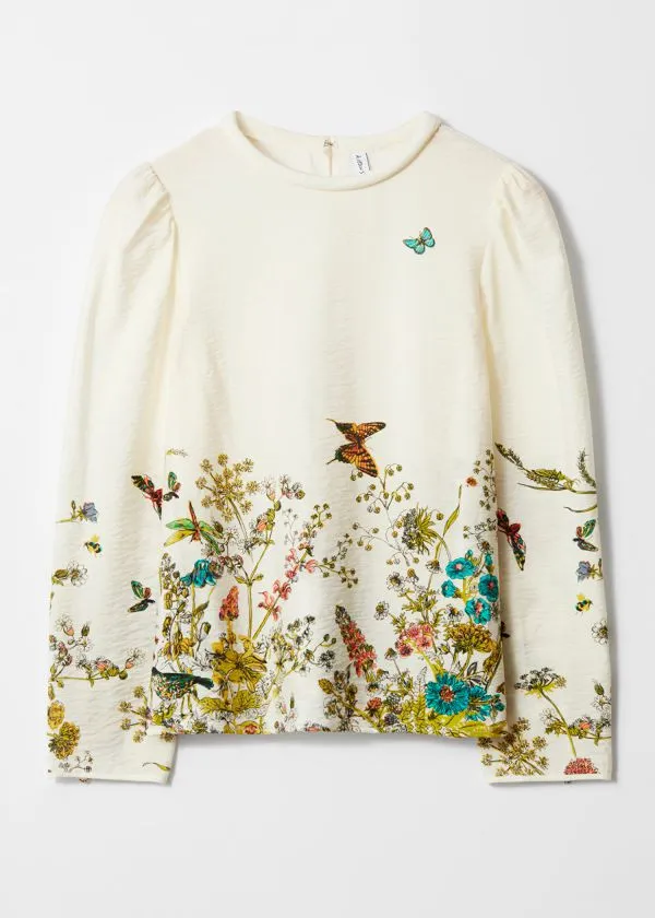 Women Blouses and Shirts and Other Stories Printed Blouse Yellow Floral Print