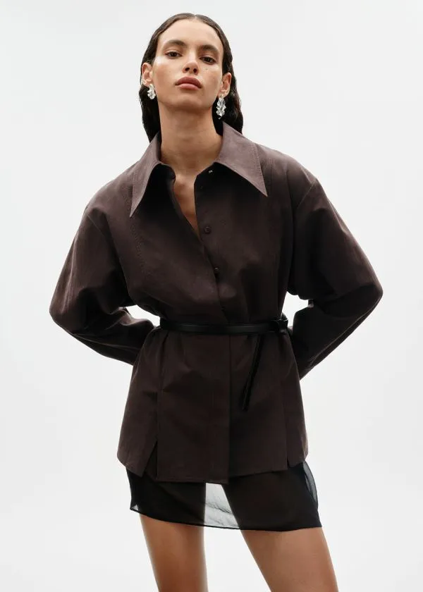 Women Blouses and Shirts and Other Stories SilkBlend Shirt Brown