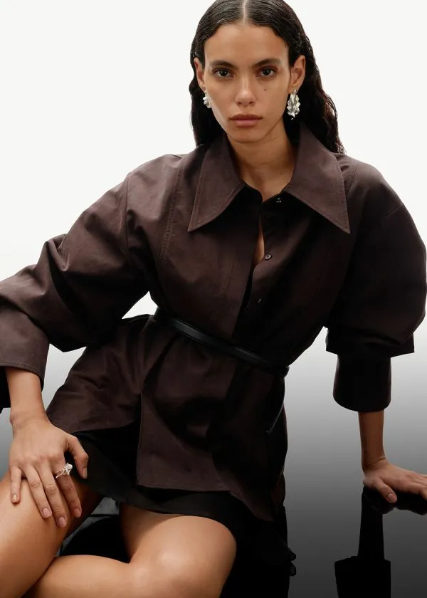 Women Blouses and Shirts and Other Stories SilkBlend Shirt Brown