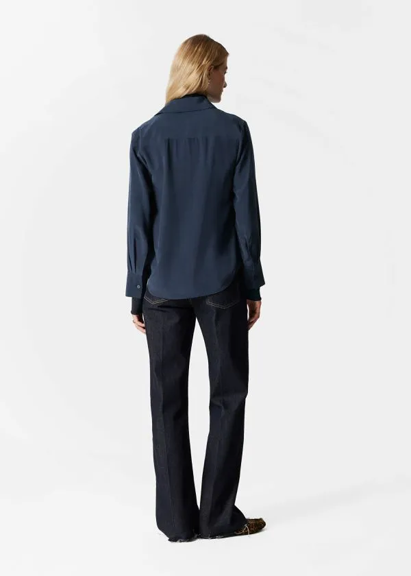 Women Blouses and Shirts and Other Stories Silk Shirt Dark Blue