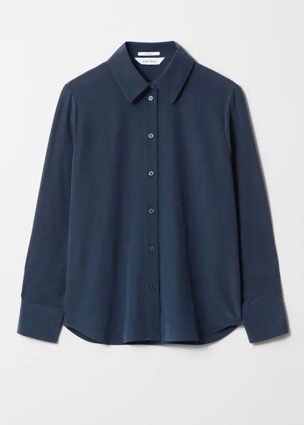 Women Blouses and Shirts and Other Stories Silk Shirt Dark Blue