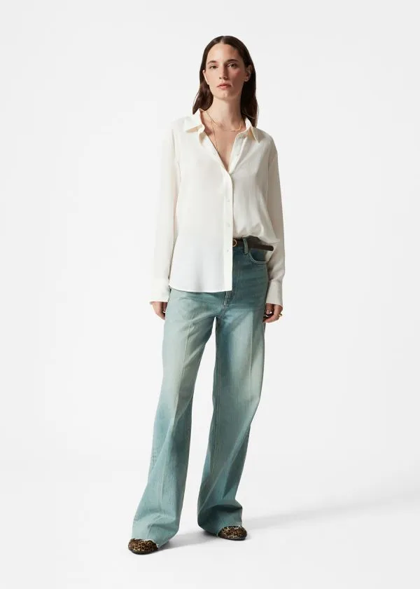 Women Blouses and Shirts and Other Stories Silk Shirt Ivory