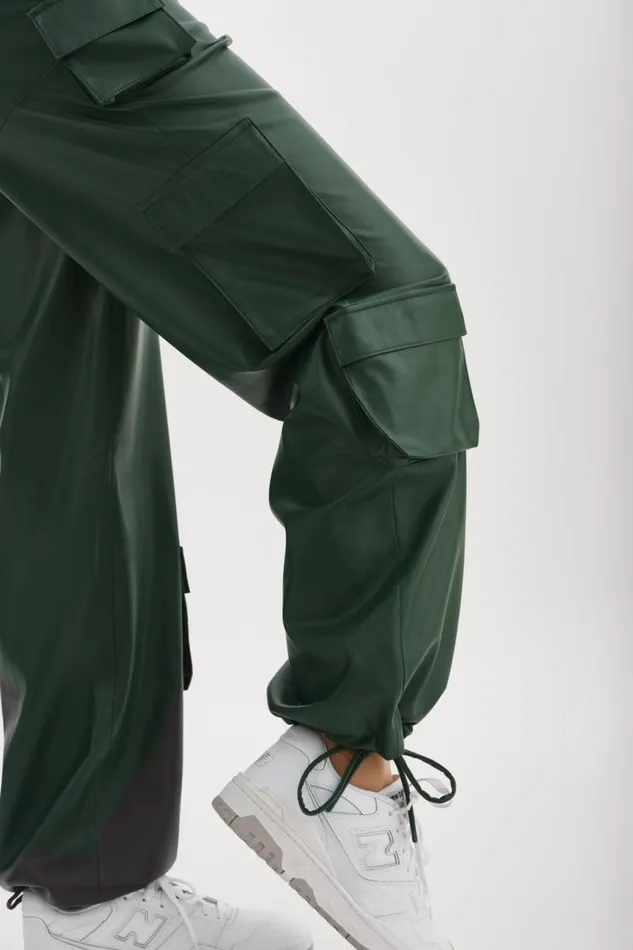 Women BOBBI Faux Leather Cargo Pants Alpine Green LAMARQUE Pants and Shorts Women BOBBI Faux Leather Cargo Pants Alpine Green LAMARQUE Pants and Shorts