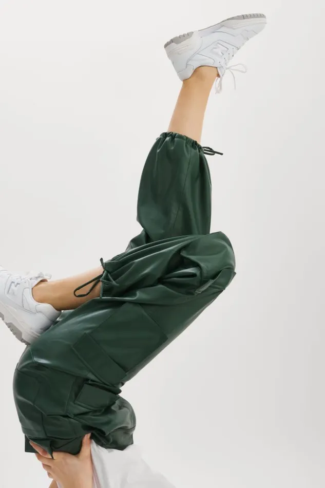 Women BOBBI Faux Leather Cargo Pants Alpine Green LAMARQUE Pants and Shorts Women BOBBI Faux Leather Cargo Pants Alpine Green LAMARQUE Pants and Shorts