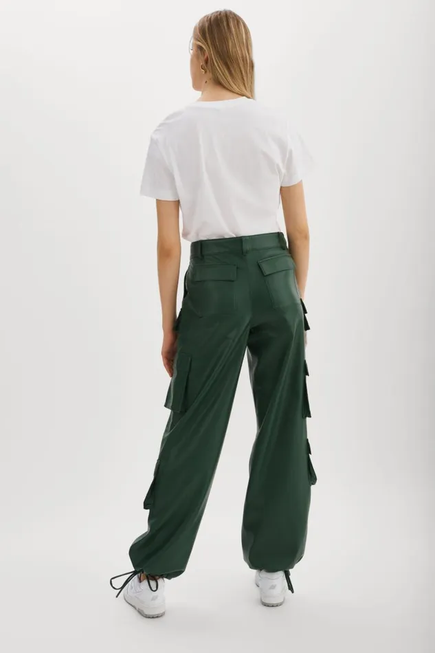 Women BOBBI Faux Leather Cargo Pants Alpine Green LAMARQUE Pants and Shorts Women BOBBI Faux Leather Cargo Pants Alpine Green LAMARQUE Pants and Shorts