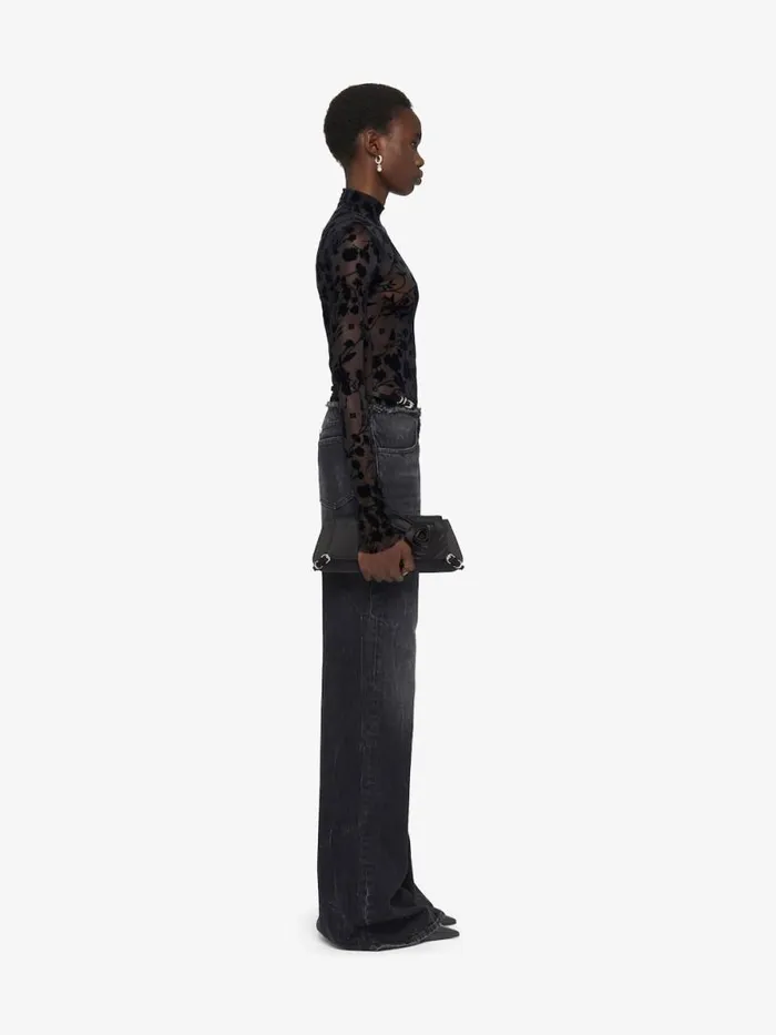 Women Bodysuits and Underwear Givenchy Bodysuit In 4G Flowers Tulle Black