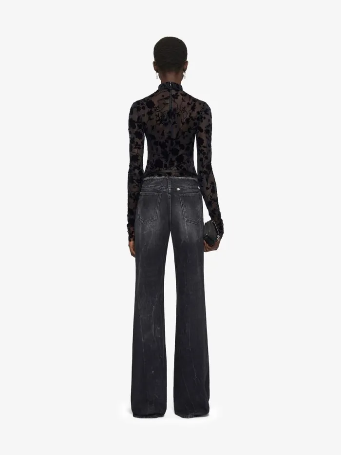 Women Bodysuits and Underwear Givenchy Bodysuit In 4G Flowers Tulle Black