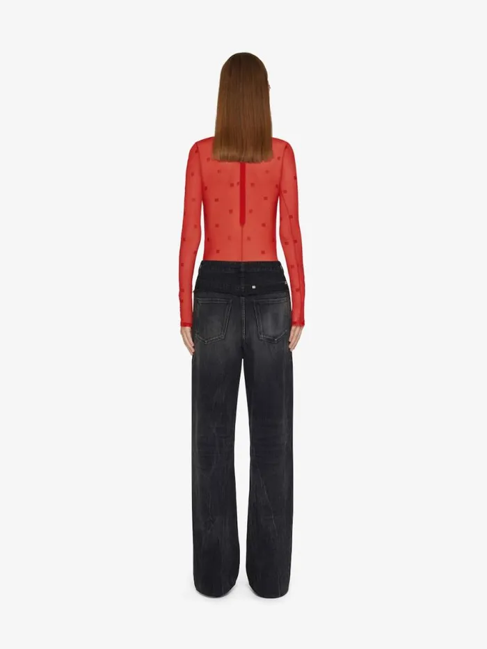 Women Bodysuits and Underwear Givenchy Bodysuit In 4G Tulle Red