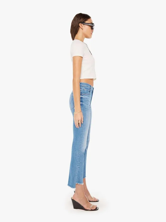 Women Bootcut Mother Denim The Insider Crop Step Fray Wash Out Of The Blue