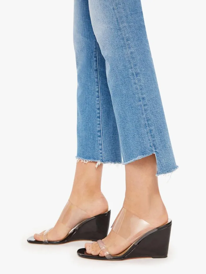 Women Bootcut Mother Denim The Insider Crop Step Fray Wash Out Of The Blue