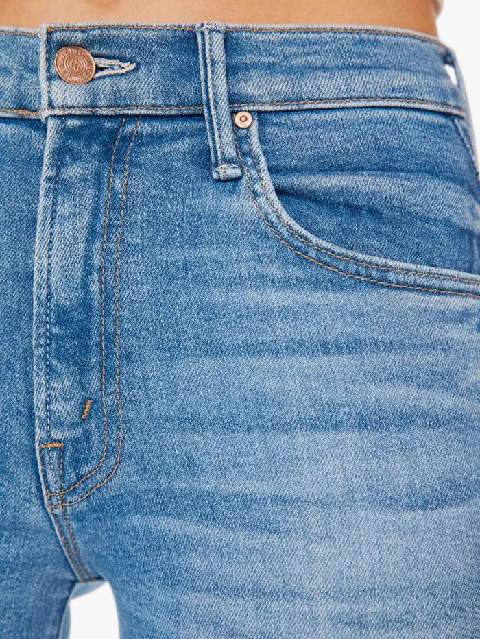 Women Bootcut Mother Denim The Insider Crop Step Fray Wash Out Of The Blue