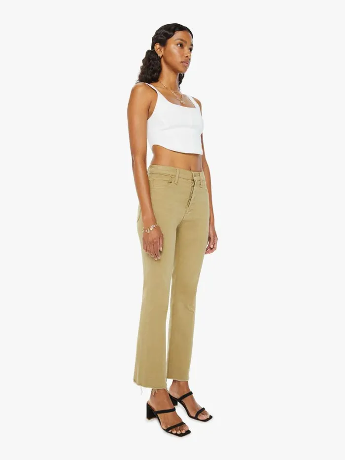 Women Bootcut Mother Denim The Tripper Flood Fray Cedar