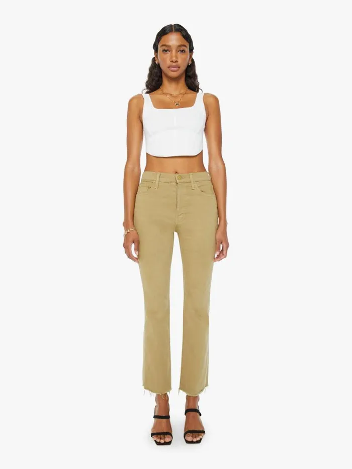 Women Bootcut Mother Denim The Tripper Flood Fray Cedar