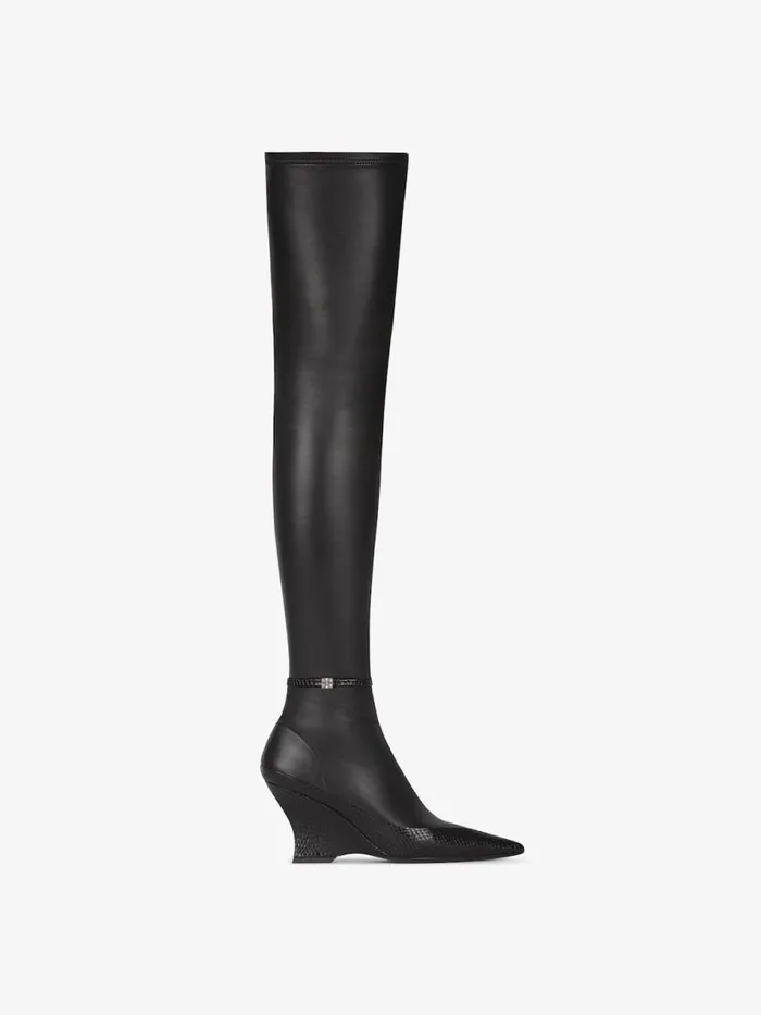 Women Boots and Booties Givenchy Raven Overtheknee Boots In Leather And Ayers Black Women Boots and Booties Givenchy Raven Overtheknee Boots In Leather And Ayers Black