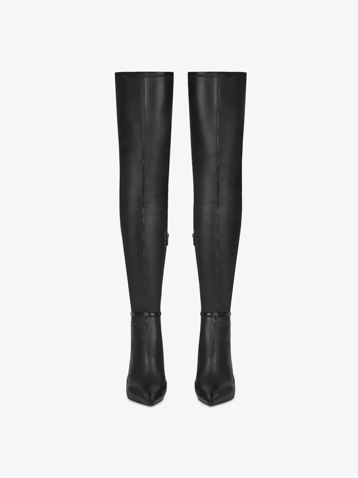 Women Boots and Booties Givenchy Raven Overtheknee Boots In Leather And Ayers Black Women Boots and Booties Givenchy Raven Overtheknee Boots In Leather And Ayers Black