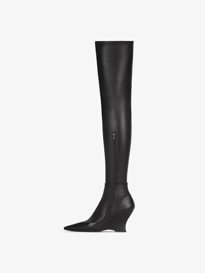 Women Boots and Booties Givenchy Raven Overtheknee Boots In Leather And Ayers Black Women Boots and Booties Givenchy Raven Overtheknee Boots In Leather And Ayers Black