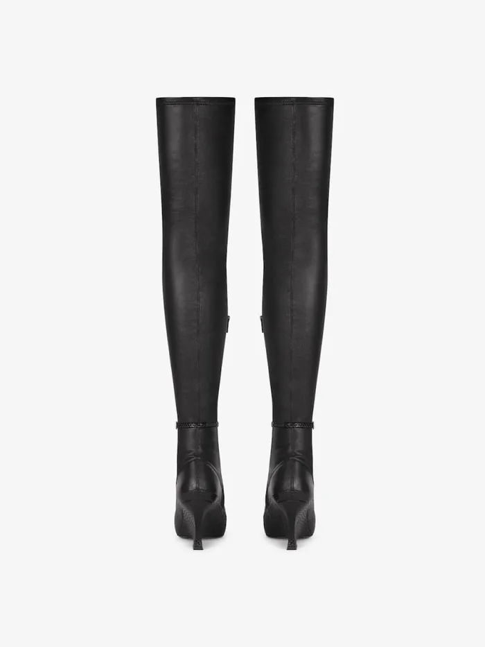 Women Boots and Booties Givenchy Raven Overtheknee Boots In Leather And Ayers Black Women Boots and Booties Givenchy Raven Overtheknee Boots In Leather And Ayers Black