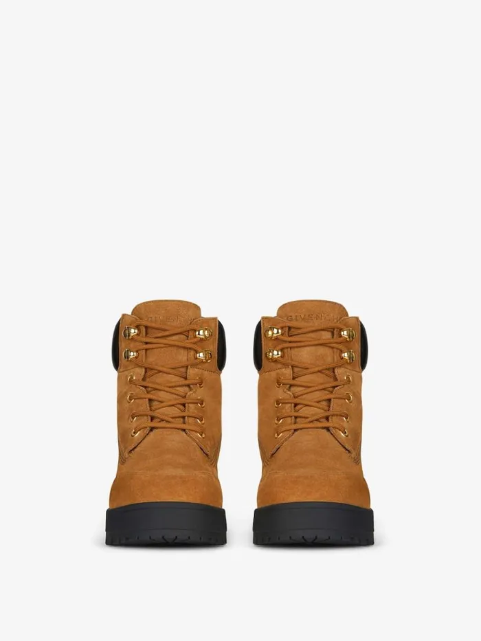 Women Boots and Booties Givenchy Trekker Ankle Workboots In Suede Beigeblack Women Boots and Booties Givenchy Trekker Ankle Workboots In Suede Beigeblack