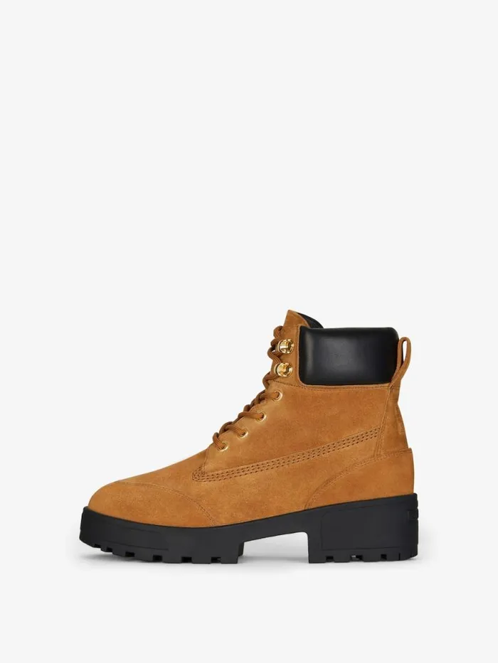 Women Boots and Booties Givenchy Trekker Ankle Workboots In Suede Beigeblack Women Boots and Booties Givenchy Trekker Ankle Workboots In Suede Beigeblack