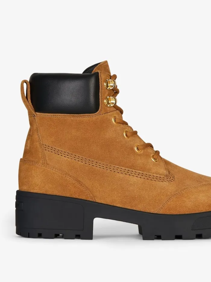 Women Boots and Booties Givenchy Trekker Ankle Workboots In Suede Beigeblack Women Boots and Booties Givenchy Trekker Ankle Workboots In Suede Beigeblack