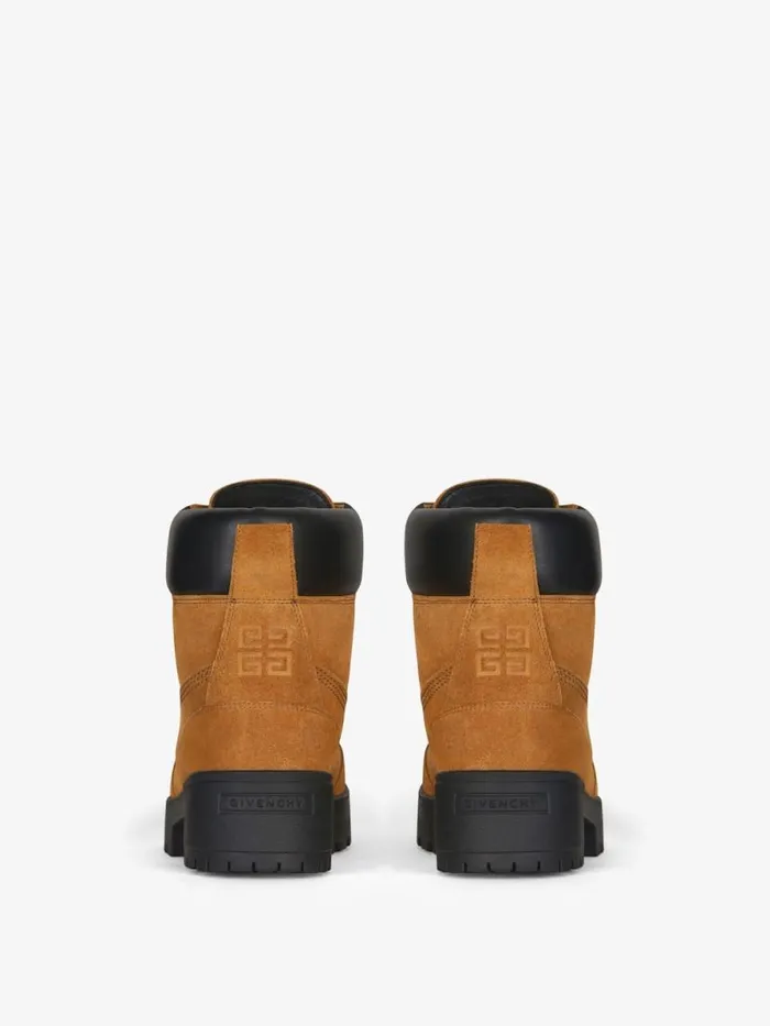 Women Boots and Booties Givenchy Trekker Ankle Workboots In Suede Beigeblack Women Boots and Booties Givenchy Trekker Ankle Workboots In Suede Beigeblack