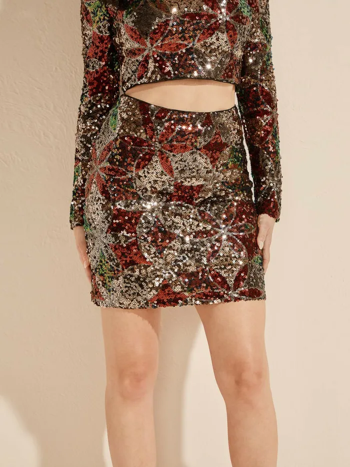 Women Bottoms GUESS Ezra Sequin Skirt Harlequin Sequin