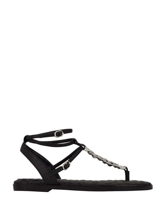Women Brighti Chain TStrap Sandals Black1 Sandals GUESS