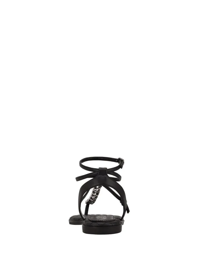 Women Brighti Chain TStrap Sandals Black1 Sandals GUESS