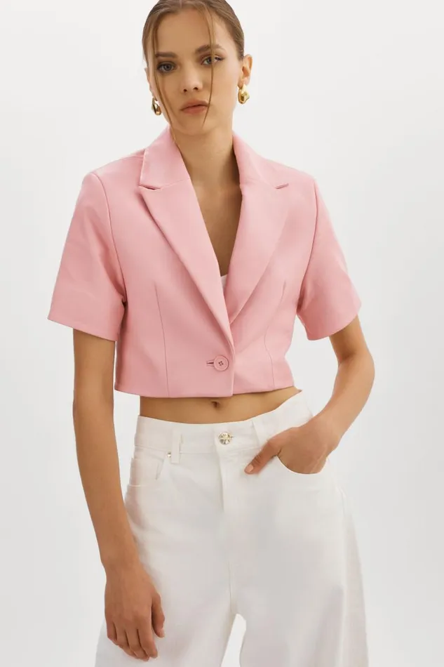 Women CALATEA Short Sleeve Blazer Orchid Pink LAMARQUE Leather Jackets Women CALATEA Short Sleeve Blazer Orchid Pink LAMARQUE Leather Jackets