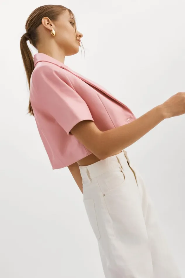 Women CALATEA Short Sleeve Blazer Orchid Pink LAMARQUE Leather Jackets Women CALATEA Short Sleeve Blazer Orchid Pink LAMARQUE Leather Jackets