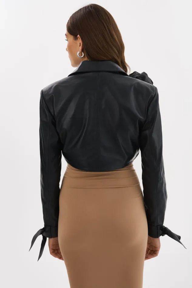Women CALISTA Appliqu Leather Bolero Black LAMARQUE Leather Jackets Women CALISTA Appliqu Leather Bolero Black LAMARQUE Leather Jackets