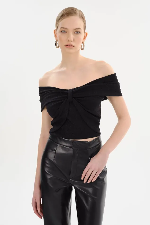 Women CAMELIA Lurex Knit Top Black LAMARQUE Tops Women CAMELIA Lurex Knit Top Black LAMARQUE Tops